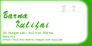 barna kulifai business card